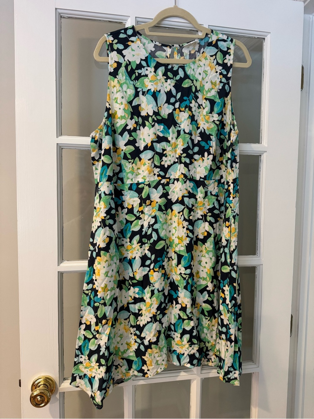 J.Jill Navy Floral Sleeveless A-Line Dress